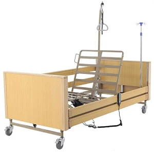 Кровать электрическая MED-MOS YG-1 (ЛДСП светлое дерево) с металлическими ламелями и 2-мя уровнями высоты ложа