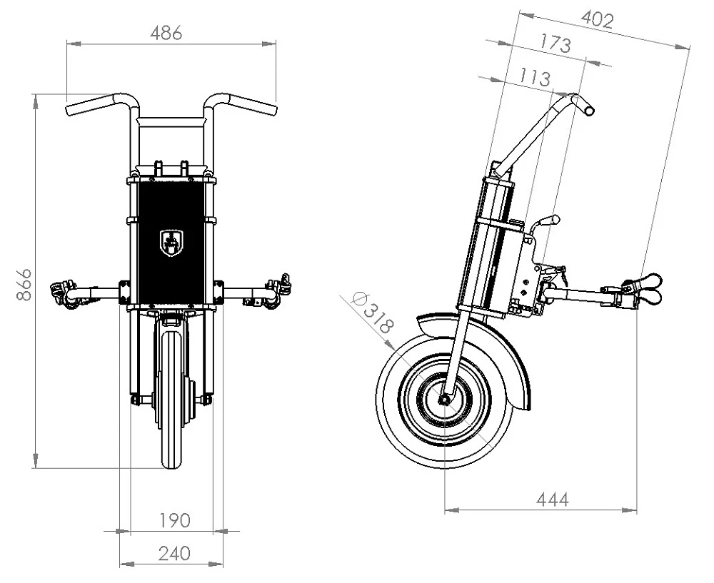 Электроприставка для инвалидной коляски UNAwheel Maxi 12
