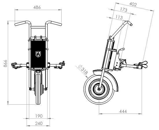 Электроприставка для инвалидной коляски UNAwheel Maxi 12