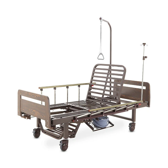 Кровать механическая Med-Mos YG-6 (ММ-2624Н-06/2124Н-04) ЛДСП с туалетным устройством и судном с крышкой, функцией «кардиокресло», в комплекте с матрасом