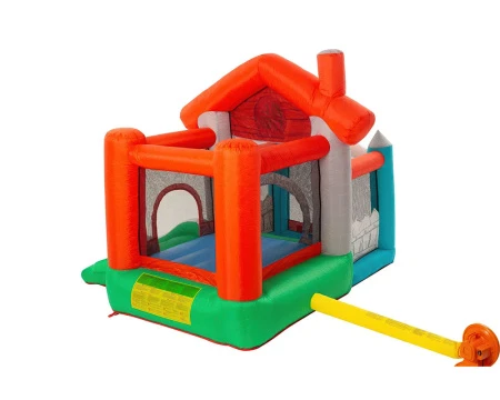 Средний надувной батут с горкой Счастливый дом