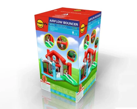 Средний надувной батут с горкой Счастливый дом