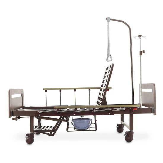 Кровать механическая Med-Mos YG-6 (ММ-2624Н-06/2124Н-04) ЛДСП с туалетным устройством и судном с крышкой, функцией «кардиокресло», в комплекте с матрасом