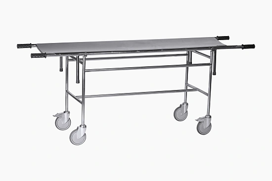 Тележка для перевозки больных со съемной панелью ТБС-01 каркас и ложе из нержавеющей стали (без регулируемой гол.секции)