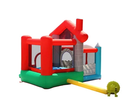 Средний надувной батут с горкой Счастливый дом