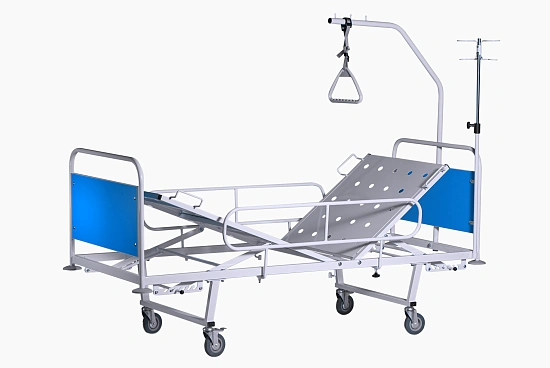 Кровать медицинская функциональная двухсекционная КМФ2-01 (со съемной колесной парой)