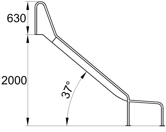 Горка из нержавеющей стали, прямая, открытая, высота 2000 мм SHPP-2000.960