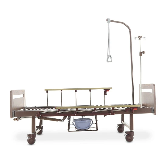 Кровать механическая Med-Mos YG-6 (ММ-2624Н-06/2124Н-04) ЛДСП с туалетным устройством и судном с крышкой, функцией «кардиокресло», в комплекте с матрасом