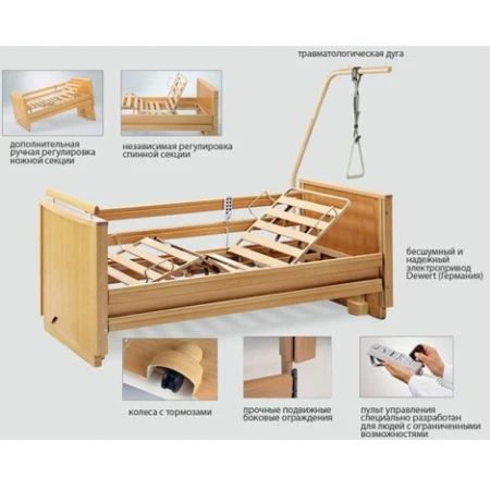 Кровать функциональная четырехсекционная с электроприводом Royal