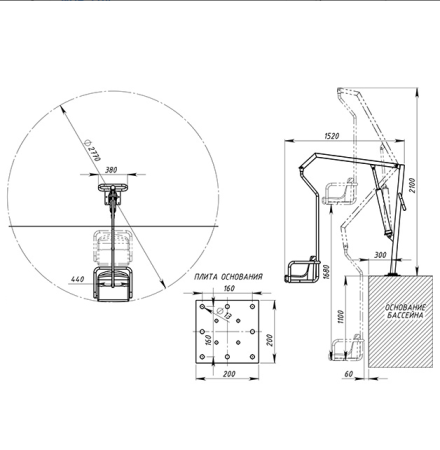 Гидравлический подъемник-лифт для бассейна с низким бортом