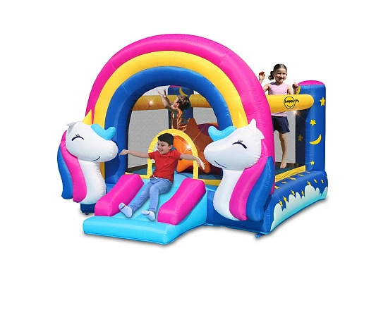 Интерактивный надувной батут с горкой "Сказочный единорог"