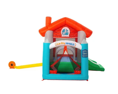 Средний надувной батут с горкой Счастливый дом